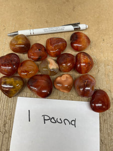 Heated Polished Carnelian Puffy Hearts from Madagascar 1 pound Roughstone.Rocks LLC