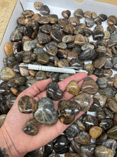 Polished Black Moonstone Puffy Hearts from Madagascar 1 pound Roughstone.Rocks LLC