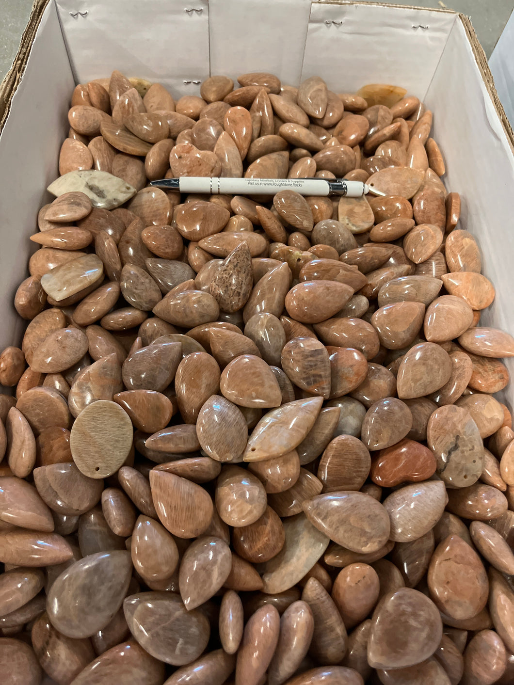 Polished Peach Moonstone Mix from Madagascar 1 pound Roughstone.Rocks LLC