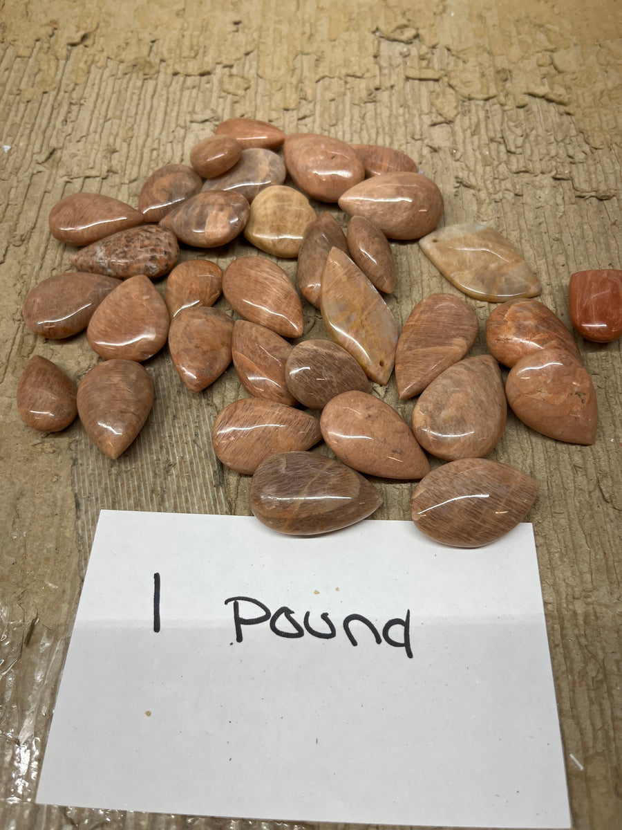 Peach Rocks Peach Moonstone Puffy Tear Drop Mix - 1 pound – RoughStone.Rocks LLC