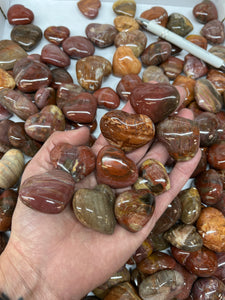 Polished Petrified Wood Puffy Hearts from Madagascar 1 pound Roughstone.Rocks LLC