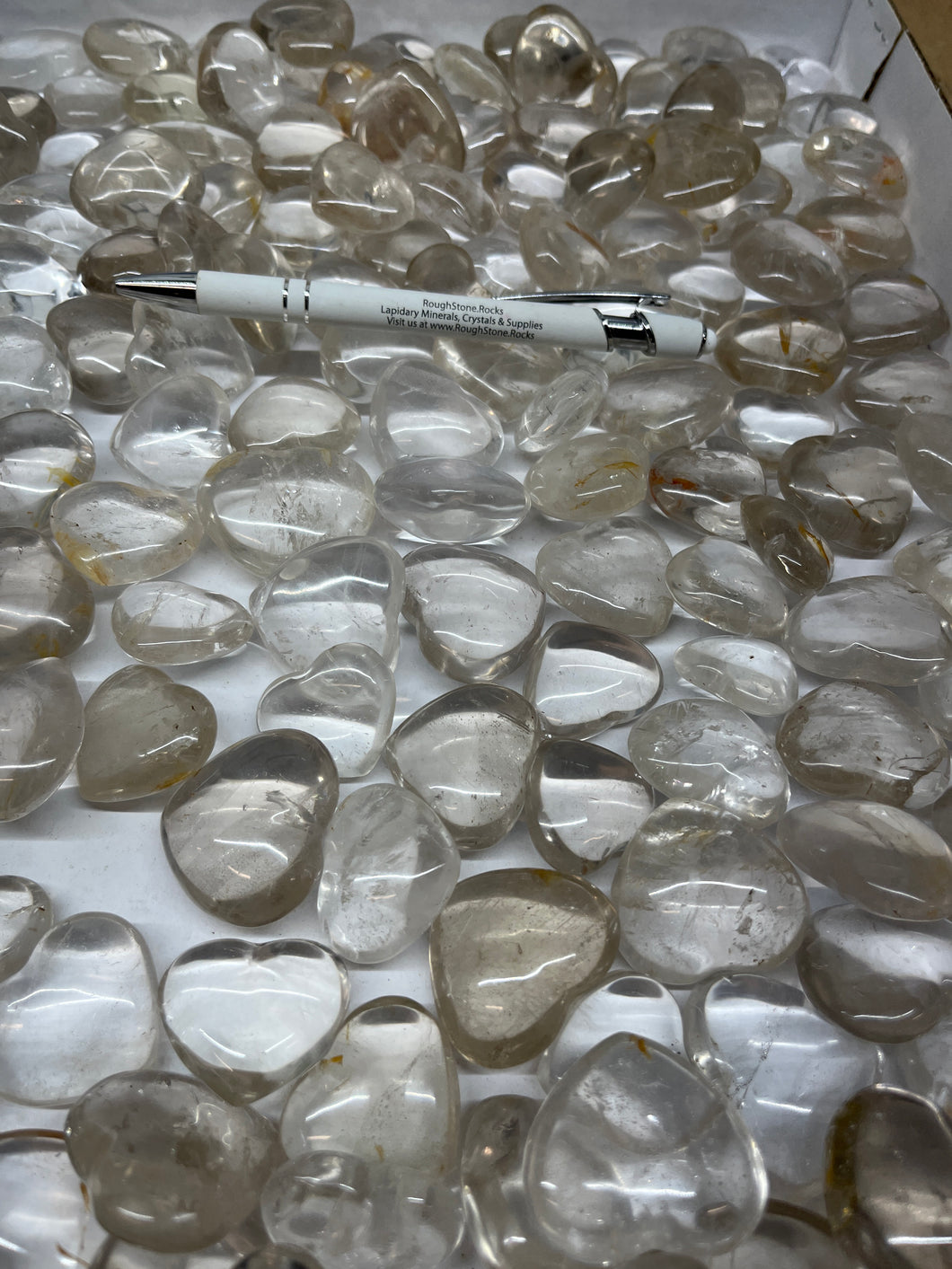 Polished Quartz Puffy Hearts from Madagascar 1 pound Roughstone.Rocks LLC