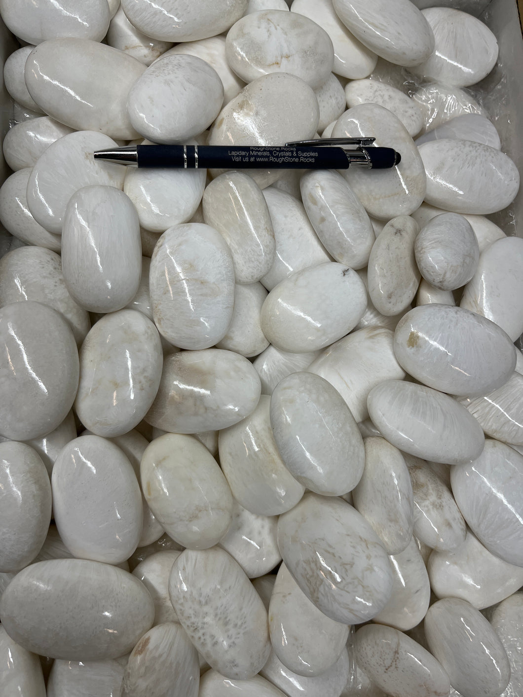 Polished Scolecite Palm Stones from India 1 pound Roughstone.Rocks LLC