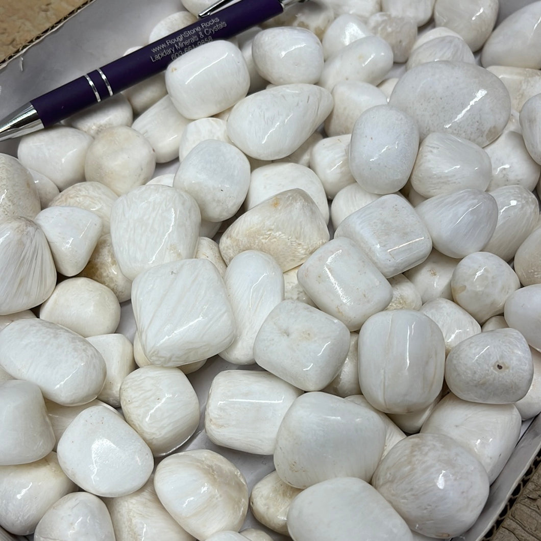 Scolecite Tumbles from India 1 pound Roughstone.Rocks LLC