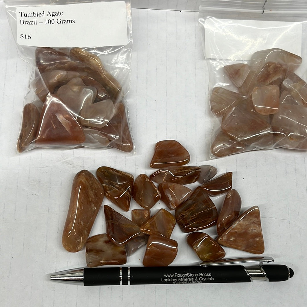 Tumbled Agate Red from Brazil 100 grams Roughstone.Rocks LLC