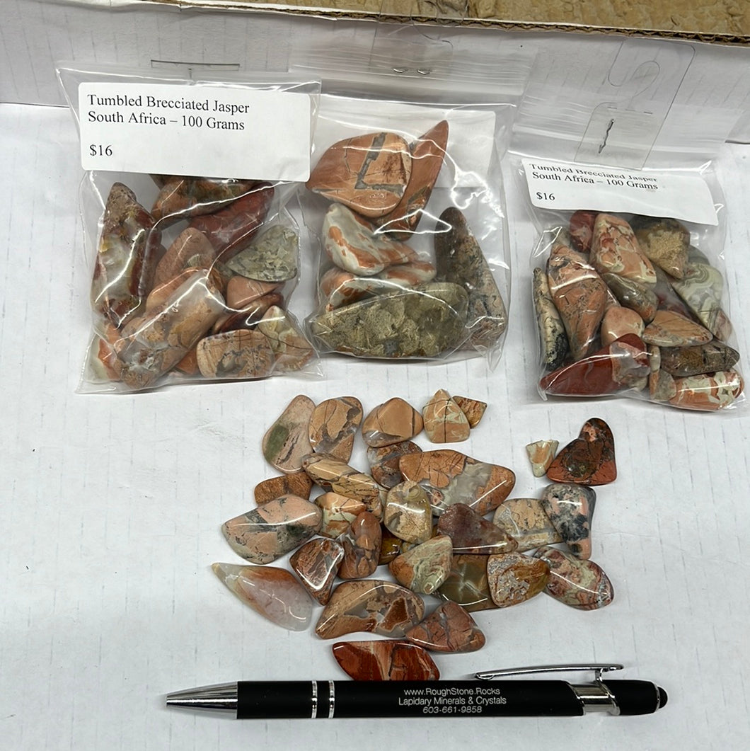 Tumbled Brecciated Jasper from South Africa 100 grams Roughstone.Rocks LLC
