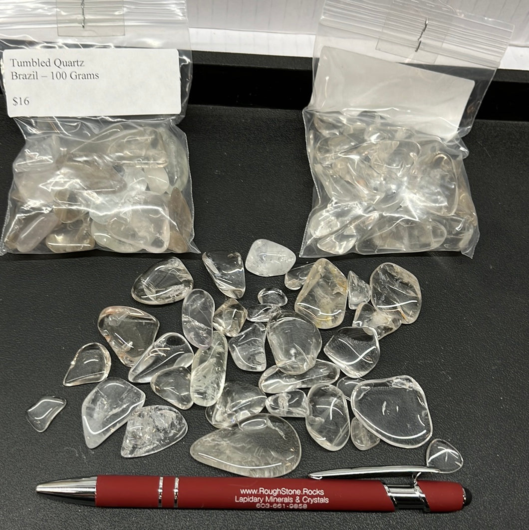 Tumbled Quartz from Brazil 100 grams Roughstone.Rocks LLC