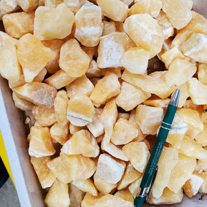Calcite Yellow Rough from Mexico 1 pound Roughstone.Rocks LLC