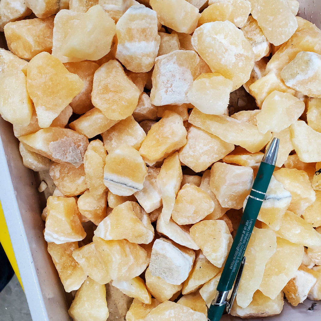 Calcite Yellow Rough from Mexico 1 pound Roughstone.Rocks LLC