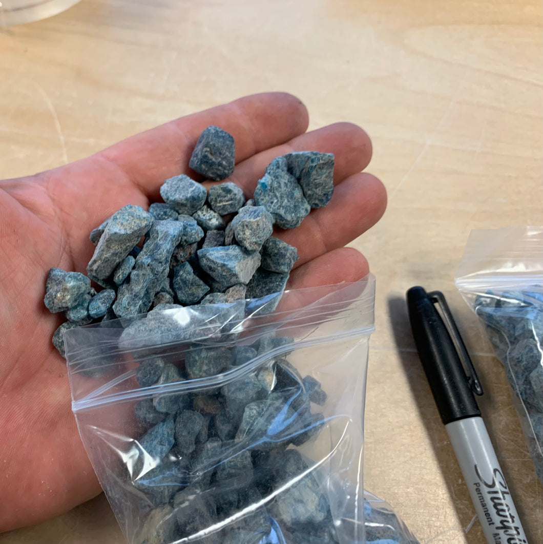 Rough Apatite Blue Chips from Brazil 1 pound Roughstone.Rocks LLC