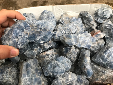 Rough Calcite Blue Washed from Mexico 10 pounds Roughstone.Rocks LLC