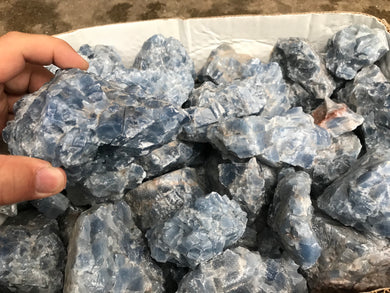 Rough Calcite Blue Washed from Mexico 1 pound Roughstone.Rocks LLC