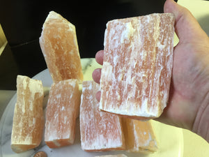 Selenite Satin Spar Peach 1 pound Roughstone.Rocks LLC