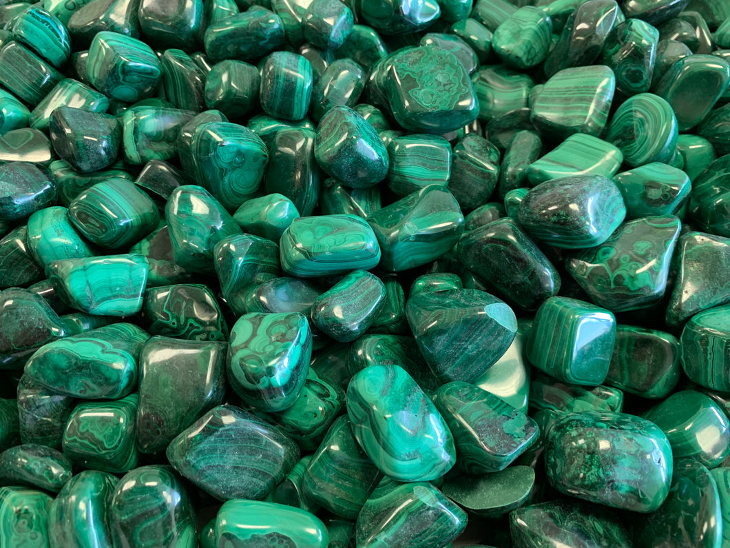 Tumbled Green Malachite from the Democratic Republic of Congo 250 grams Roughstone.Rocks LLC