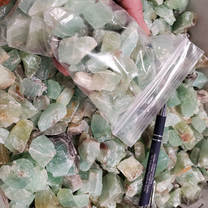 Washed Calcite Green Chips from Mexico 1 pound Roughstone.Rocks LLC