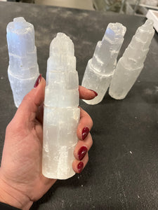 Selenite (Satin Spar) Rough ~6” Towers 24 pieces